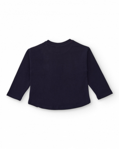 Girl’s navy blue T-shirt with raised heart print Girl’s navy blue T-shirt with raised heart print