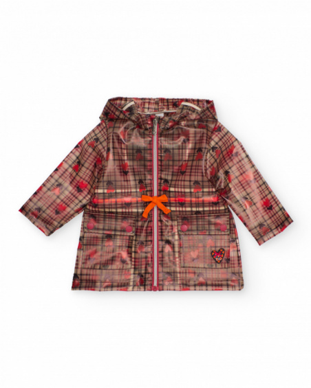 Girl’s checked raincoat with colorful hearts