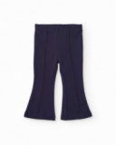 Flared pants for girls in navy blue with embroidered detail Flared pants for girls in navy blue with embroidered detail