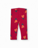 Cherry red leggings for girl with heart print Cherry red leggings for girl with heart print