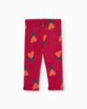 Cherry red leggings for girl with heart print Cherry red leggings for girl with heart print