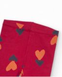 Cherry red leggings for girl with heart print Cherry red leggings for girl with heart print