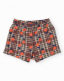 Checked shorts for girl with hearts and decorative buttons Checked shorts for girl with hearts and decorative buttons