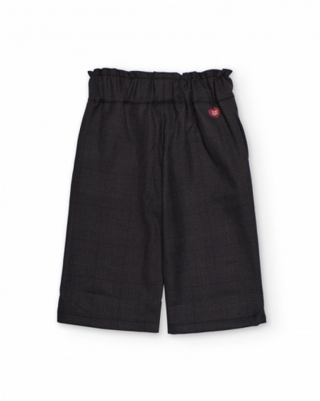 Dark grey wide-leg pants for girls with paper bag waist Dark grey wide-leg pants for girls with paper bag waist