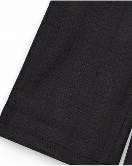 Dark grey wide-leg pants for girls with paper bag waist Dark grey wide-leg pants for girls with paper bag waist