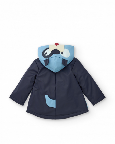 Navy raincoat for boy with fun hood