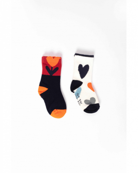 Pack of multicolour socks for girl with heart print Pack of multicolour socks for girl with heart print