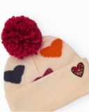 Girl’s hat and scarf set in beige with hearts Girl’s hat and scarf set in beige with hearts