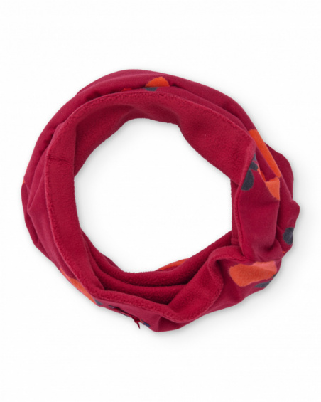 Neck warmer for girl in red with heart print Neck warmer for girl in red with heart print