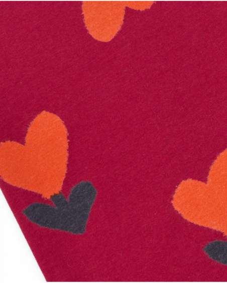 Neck warmer for girl in red with heart print Neck warmer for girl in red with heart print