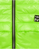 Puffer jacket for boy in neon green with graphic message Puffer jacket for boy in neon green with graphic message