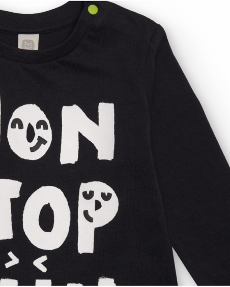 Long sleeve t-shirt for boy in black with graphic print