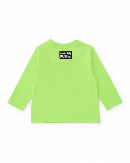 Long sleeve t-shirt for boy in lime green with central print