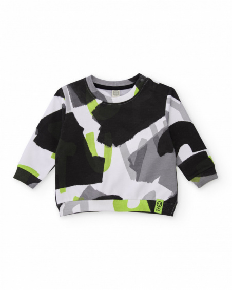 Sweatshirt for boy in white with multicolored abstract print