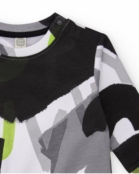 Sweatshirt for boy in white with multicolored abstract print