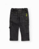 Cargo trousers for boy in washed black with multiple pockets Cargo trousers for boy in washed black with multiple pockets