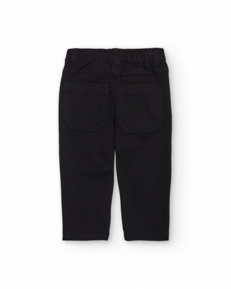 Long black trousers for boy with back pockets and elastic waistband Long black trousers for boy with back pockets and elastic waistband