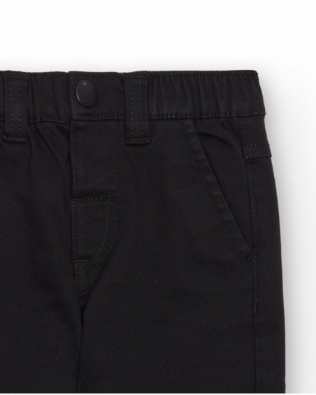 Long black trousers for boy with back pockets and elastic waistband Long black trousers for boy with back pockets and elastic waistband
