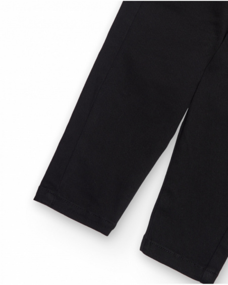 Long black trousers for boy with back pockets and elastic waistband Long black trousers for boy with back pockets and elastic waistband