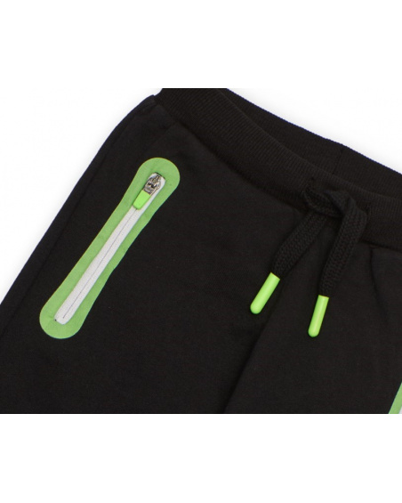 Jogger pants for boy in black with fluorescent zippers