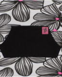Hooded dress for girl in white with black floral print and black pocket Hooded dress for girl in white with black floral print and black pocket