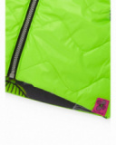 Reversible gilet for girl in neon green with floral print love flowers collection Reversible gilet for girl in neon green with floral print love flowers collection