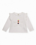 Girl's white t-shirt with embroidered butterfly love flowers collection Girl's white t-shirt with embroidered butterfly love flowers collection