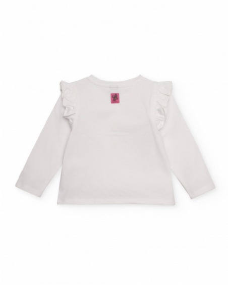 Girl's white t-shirt with embroidered butterfly love flowers collection Girl's white t-shirt with embroidered butterfly love flowers collection