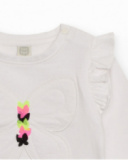 Girl's white t-shirt with embroidered butterfly love flowers collection Girl's white t-shirt with embroidered butterfly love flowers collection