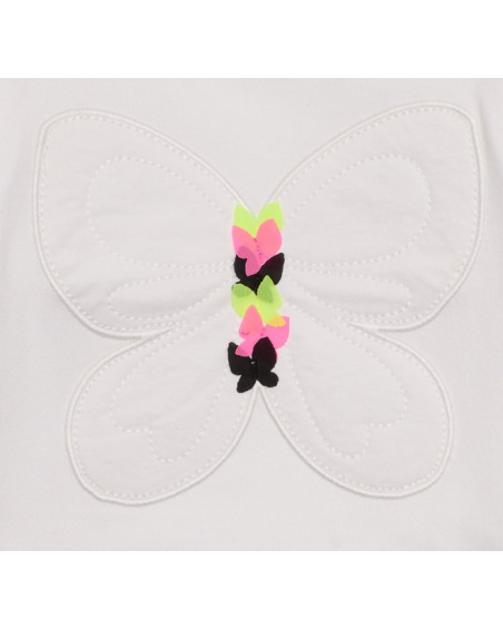 Girl's white t-shirt with embroidered butterfly love flowers collection Girl's white t-shirt with embroidered butterfly love flowers collection