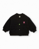 Girl's black bomber jacket with heart texture Girl's black bomber jacket with heart texture