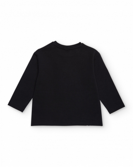 Long sleeve t-shirt for girl in black with floral print Long sleeve t-shirt for girl in black with floral print