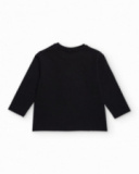 Long sleeve t-shirt for girl in black with floral print Long sleeve t-shirt for girl in black with floral print