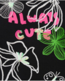 Long sleeve t-shirt for girl in black with floral print Long sleeve t-shirt for girl in black with floral print