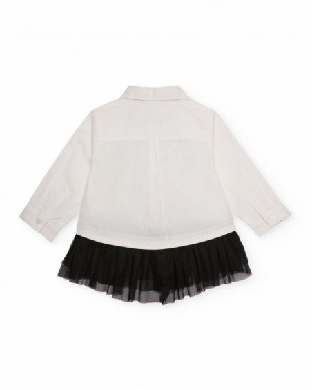 Girl’s white shirt with black tulle skirt and fun print Girl’s white shirt with black tulle skirt and fun print