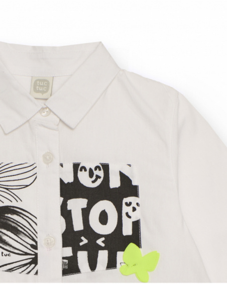Girl’s white shirt with black tulle skirt and fun print Girl’s white shirt with black tulle skirt and fun print