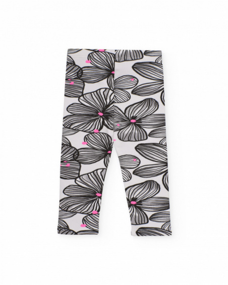 Girl's white leggings with floral print Girl's white leggings with floral print