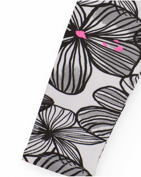 Girl's white leggings with floral print Girl's white leggings with floral print