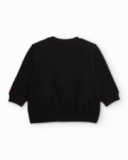 Girl's black sweatshirt with raised circular appliqués Girl's black sweatshirt with raised circular appliqués