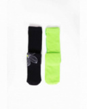Pack of tights for girl in black with flower and plain green Pack of tights for girl in black with flower and plain green