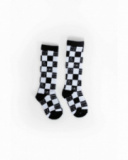 Socks for boy in black and white with checkered design and messages Socks for boy in black and white with checkered design and messages