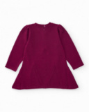 Fleece dress for girl in burgundy with floral print Fleece dress for girl in burgundy with floral print
