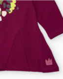 Fleece dress for girl in burgundy with floral print Fleece dress for girl in burgundy with floral print