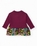 Sweatshirt dress for girl in burgundy with unicorn and printed skirt Sweatshirt dress for girl in burgundy with unicorn and printed skirt