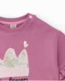 Sweatshirt dress for girl in pink with ruffle and glitter tulle skirt Sweatshirt dress for girl in pink with ruffle and glitter tulle skirt
