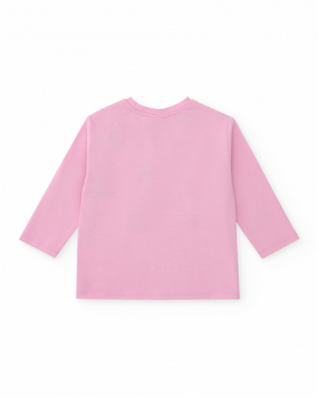 Long sleeve T-shirt for girl in pink with rainbow and stars print Long sleeve T-shirt for girl in pink with rainbow and stars print