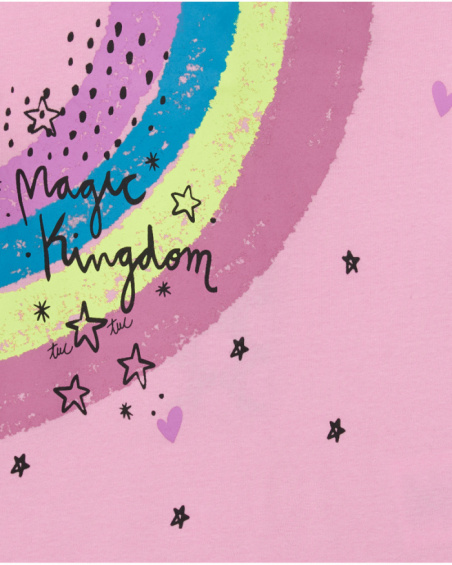 Long sleeve T-shirt for girl in pink with rainbow and stars print Long sleeve T-shirt for girl in pink with rainbow and stars print