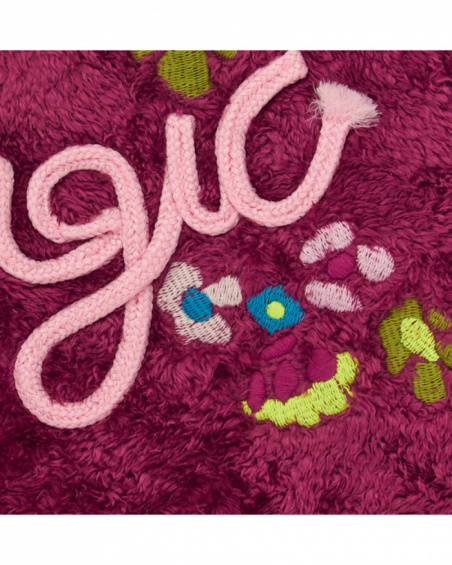 Burgundy fleece sweatshirt for girls with embroidered text