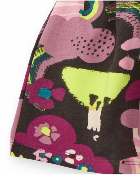 Brown skirt for girl with rainbow and tree print Brown skirt for girl with rainbow and tree print