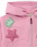 Hoodie for girl in pink with rainbow and appliqués Hoodie for girl in pink with rainbow and appliqués